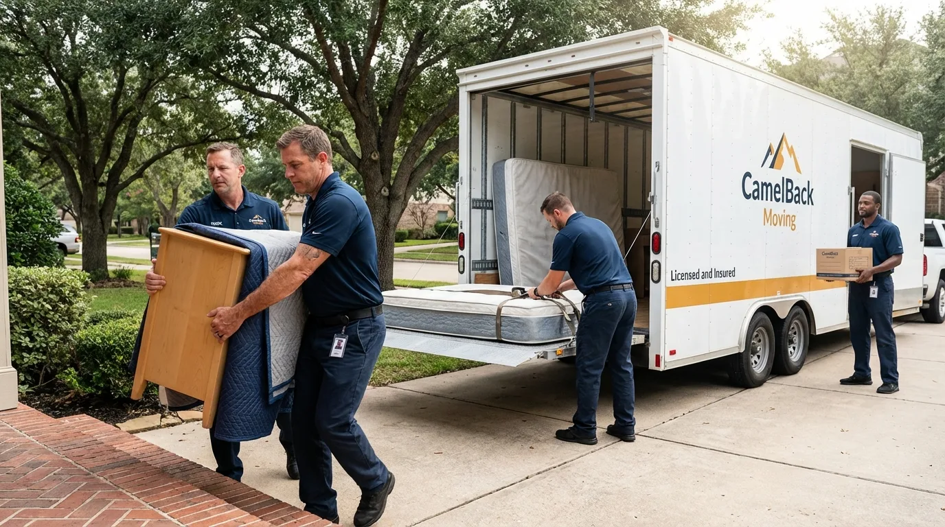 Crew loading residential truck for cross-state move from Ephrata, WA
