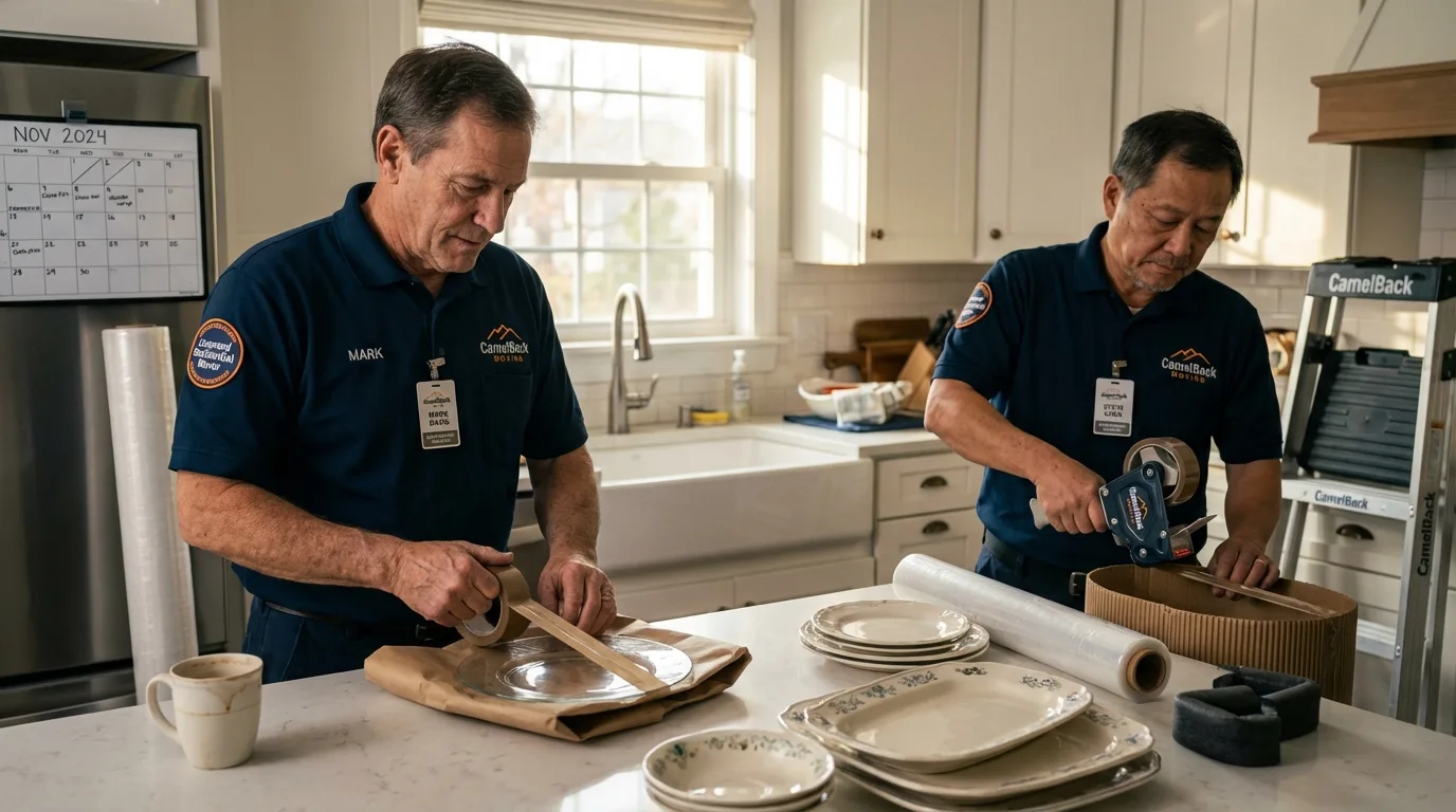 Professional crew packing kitchen dishware in Ephrata, WA